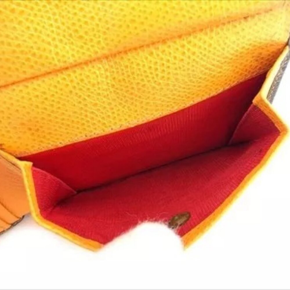 Celine Wallet Purse Bifold Navy Orange leather Mens Authentic Used - Picture 7 of 8